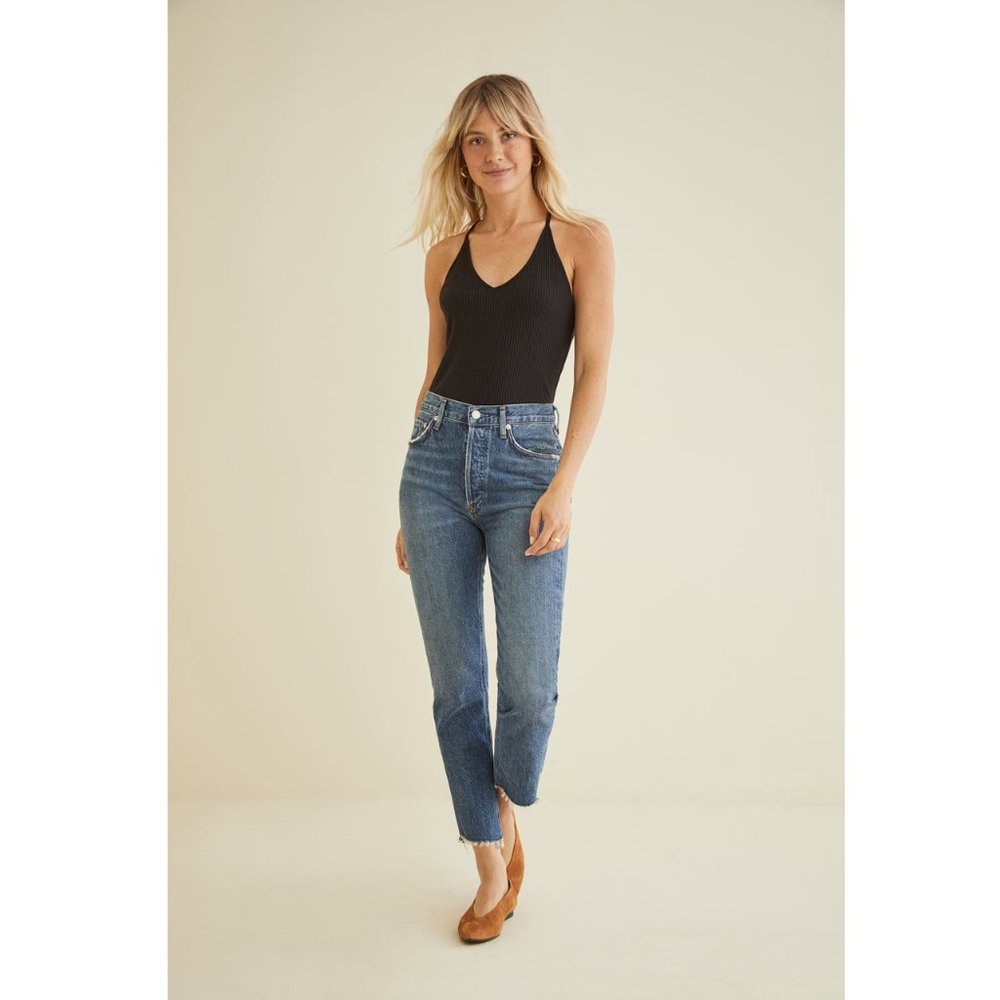 Agolde Riley Raw Hem High Rise Jeans in Disguise, size 29 NWT